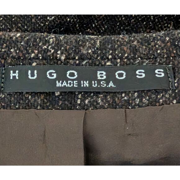 Hugo Boss Mens Blazer 42L Brown Wool Silk Sport Coat Tweed Lined Jacket USA - Picture 4 of 6